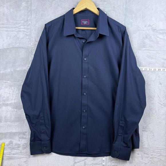 UNTUCKit Castello Shirt Navy XL Regular Fit Long Sleeve 100% Cotton Dress Casual - Picture 1 of 9